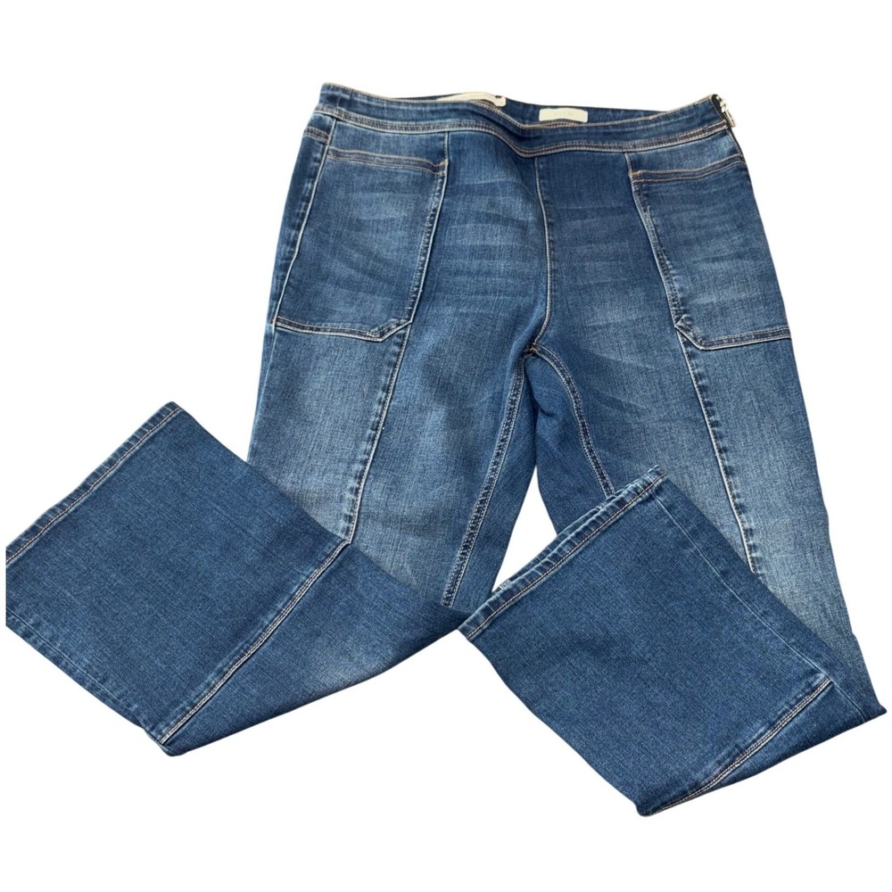 Pilcro and the Letterpress Anthropologie Womens Jeans 32 Blue Cropped Side Zip
